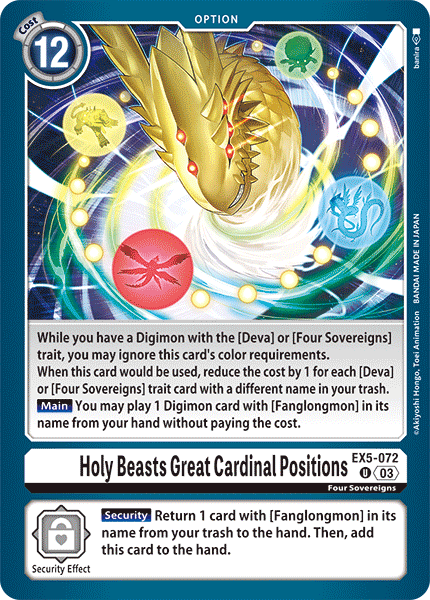 Holy Beasts Great Cardinal Positions